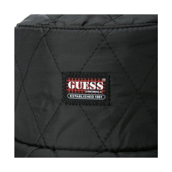 Guess Originals Quilted Puffer Logo Patch Bucket Hat in Black, OSFA - Picture 3 of 5